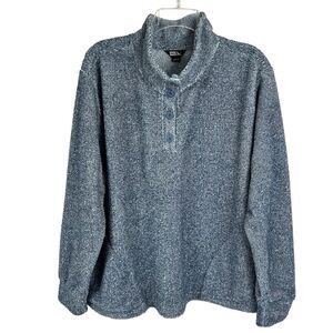 Eddie Bauer Blue 1/4 Button High Neck Cozy Pullover Sweatshirt Women’s XXL
